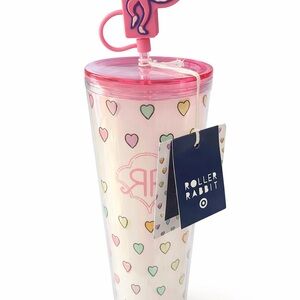 Roller Rabbit Multicolor Heart Tumbler with Pink Lid